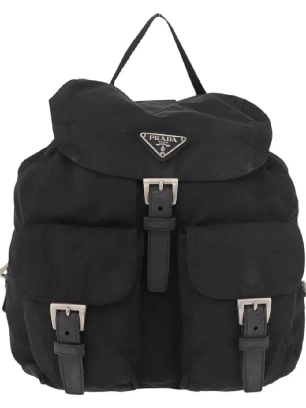 PRADA Backpack Nylon Black Silver Auth 179537